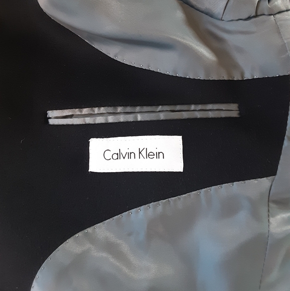 CALVIN KLEIN Black Wool Blend Long Dress Overcoat Sz 42R - EUC - Picture 11 of 12